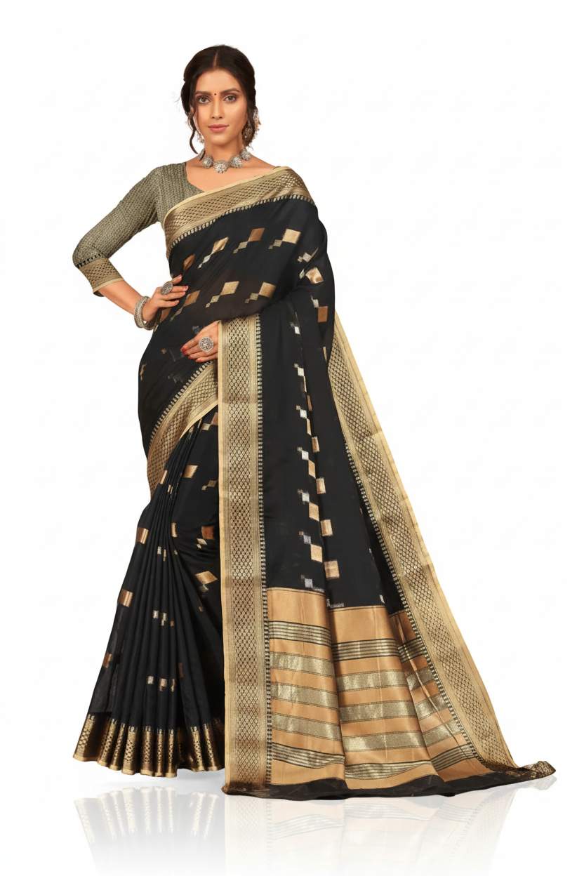 Women Kota Doria Woven Saree