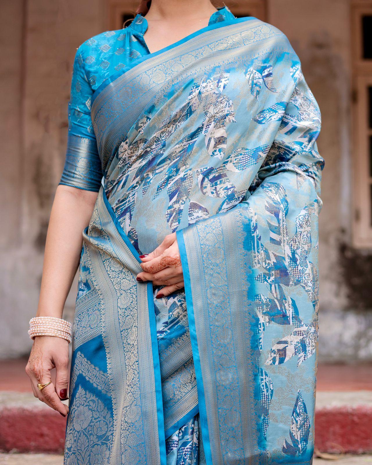 Elegant Blue Silk Saree - Image 3
