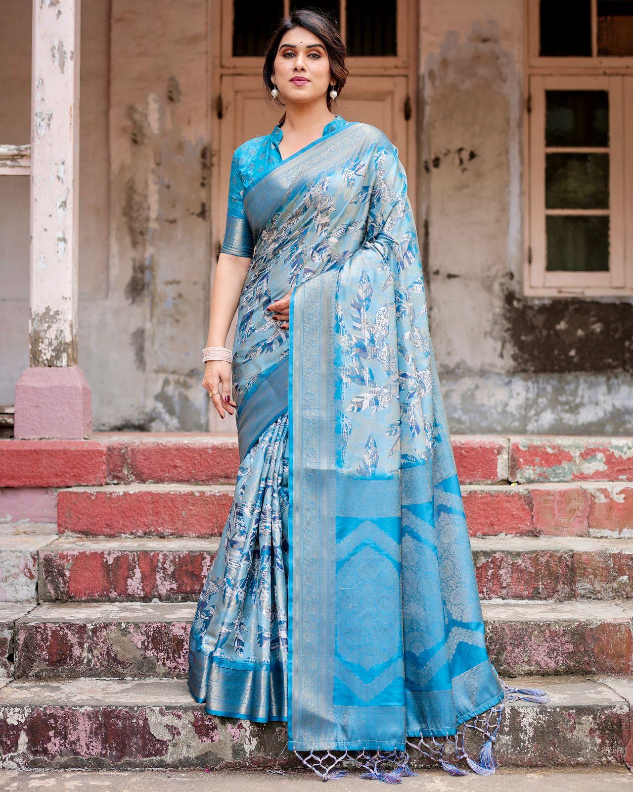 Elegant Blue Silk Saree - Image 4