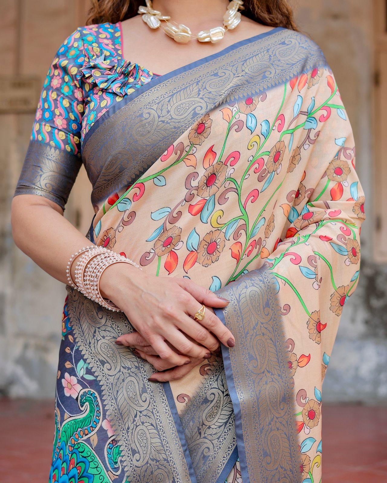 Elegant Floral Designer Saree - Image 2