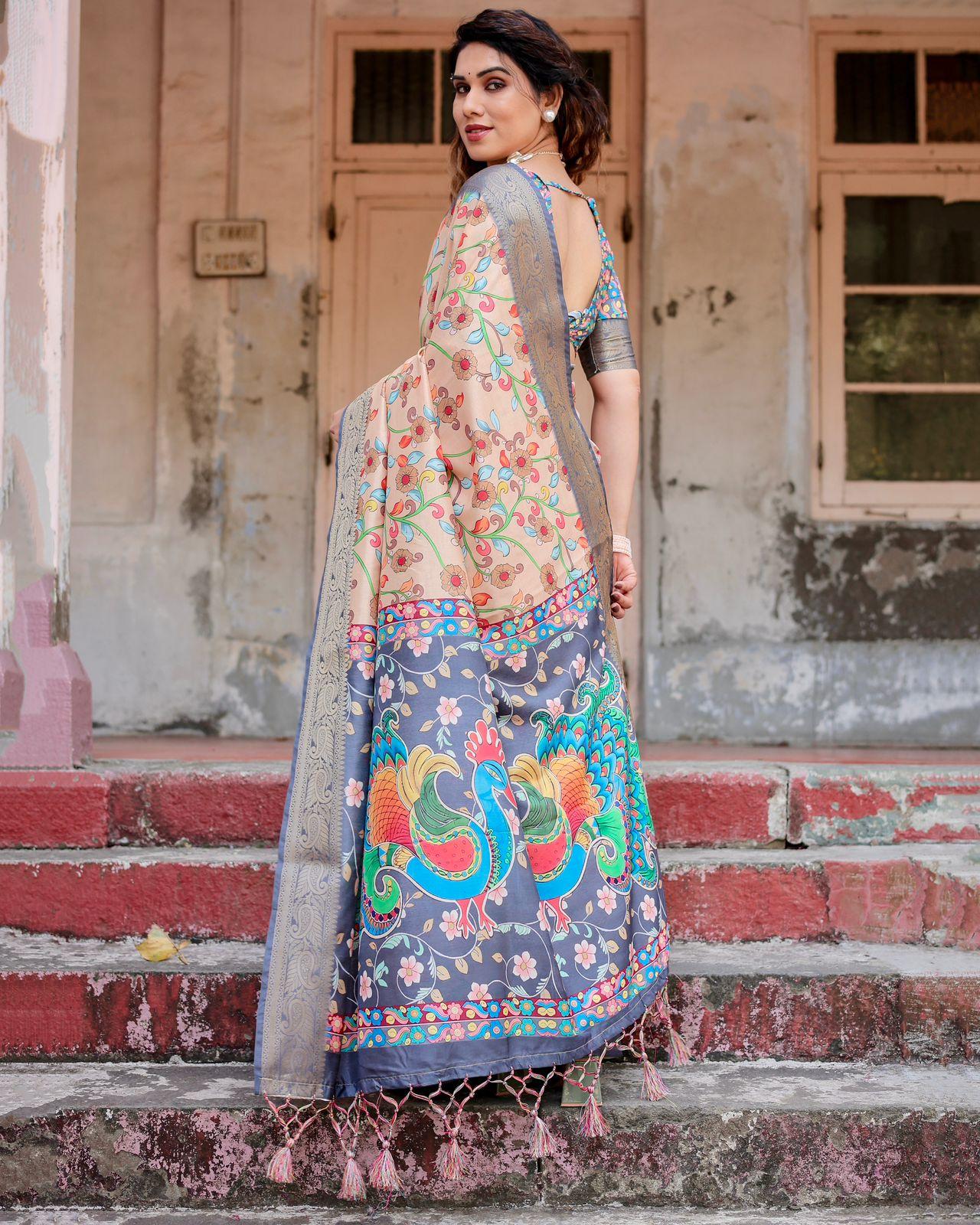 Elegant Floral Designer Saree - Image 3