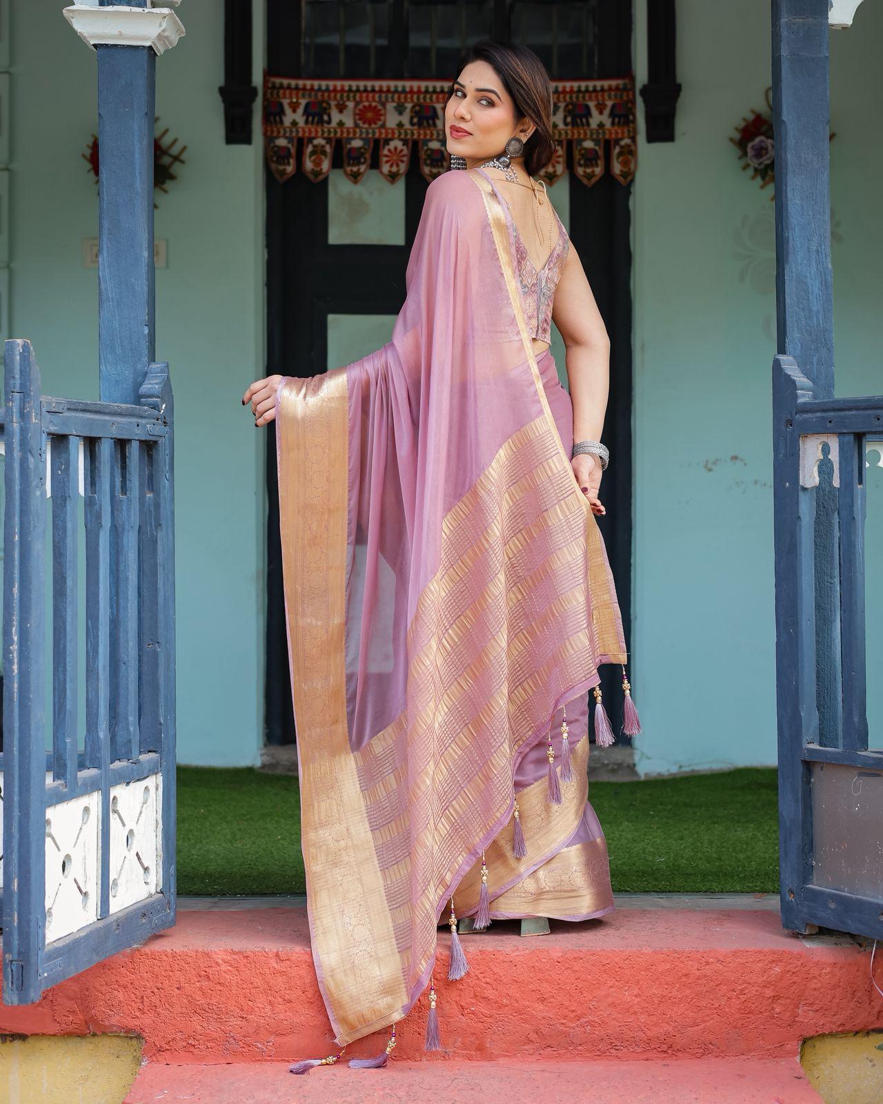 Elegant Red Silk Saree - Image 8