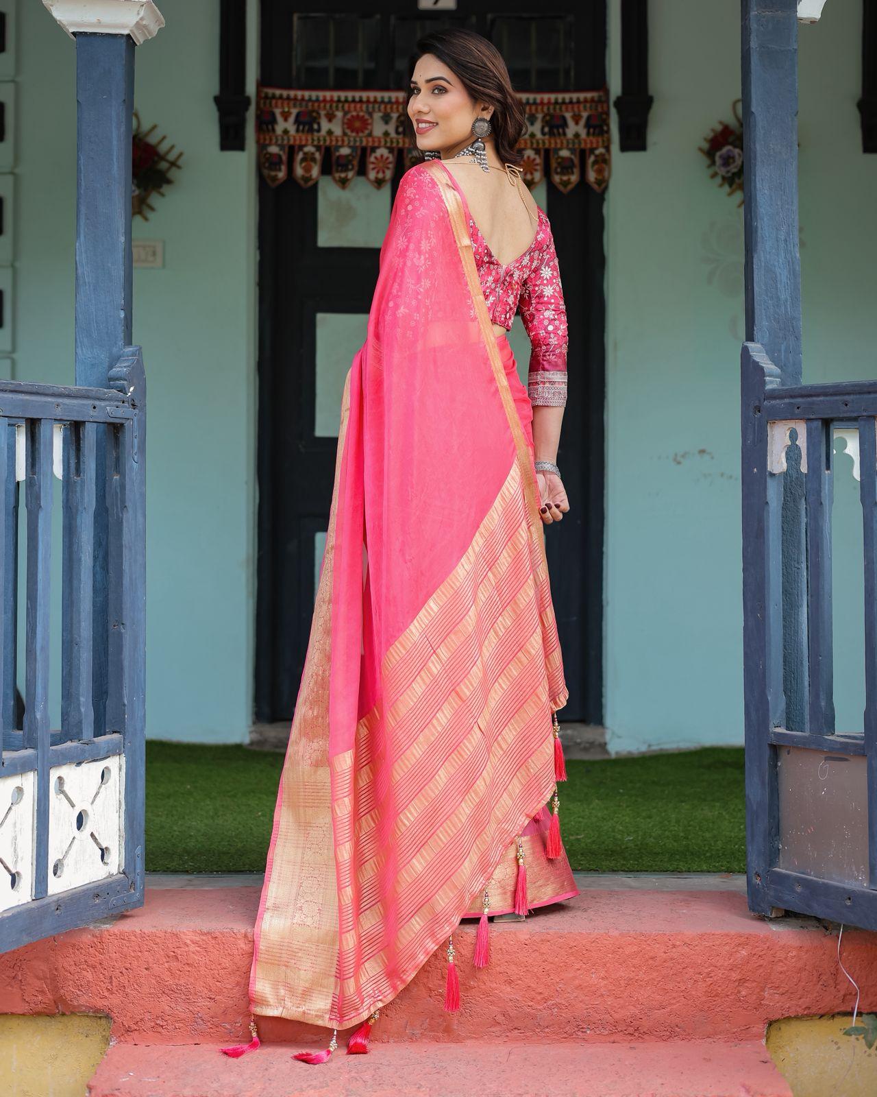 Elegant Red Silk Saree - Image 11
