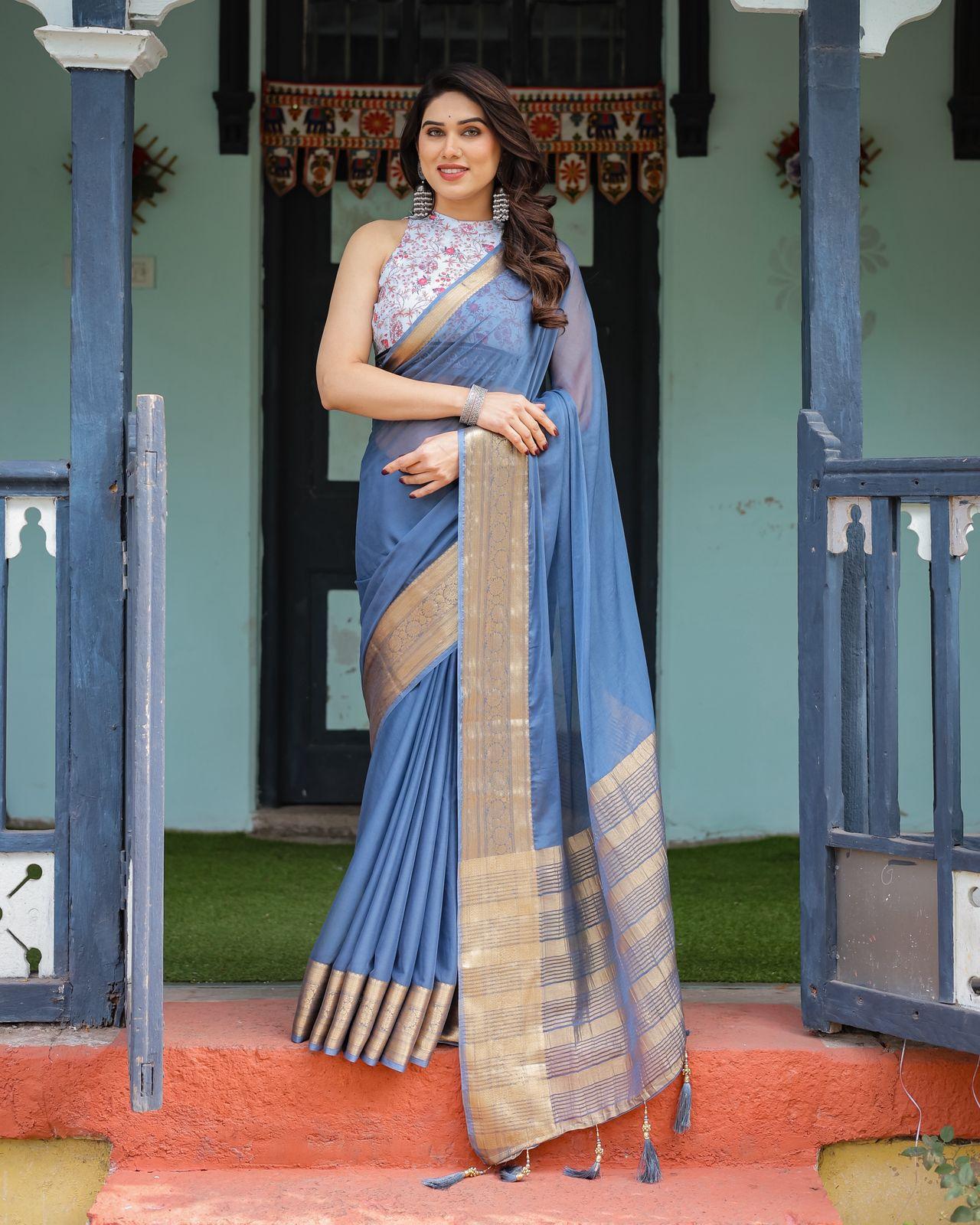 Elegant Red Silk Saree - Image 12