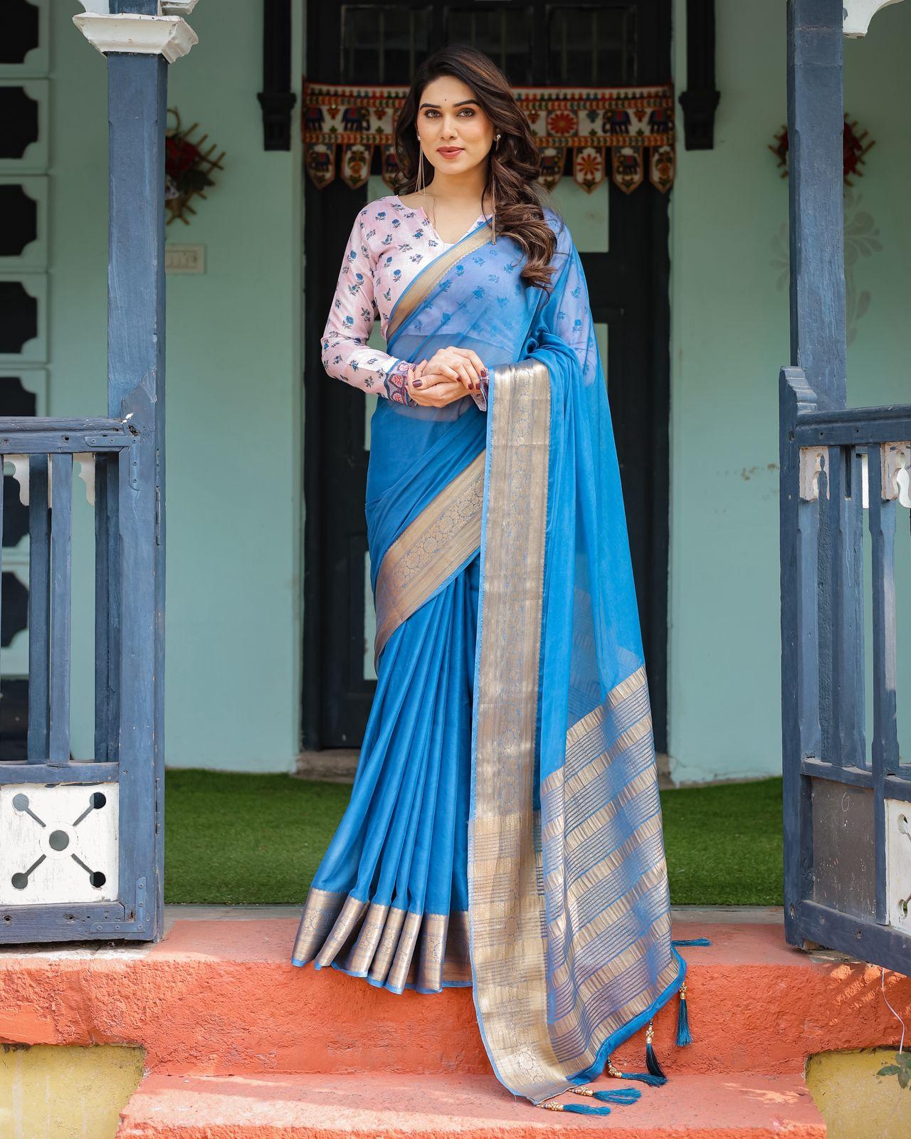 Elegant Red Silk Saree - Image 14