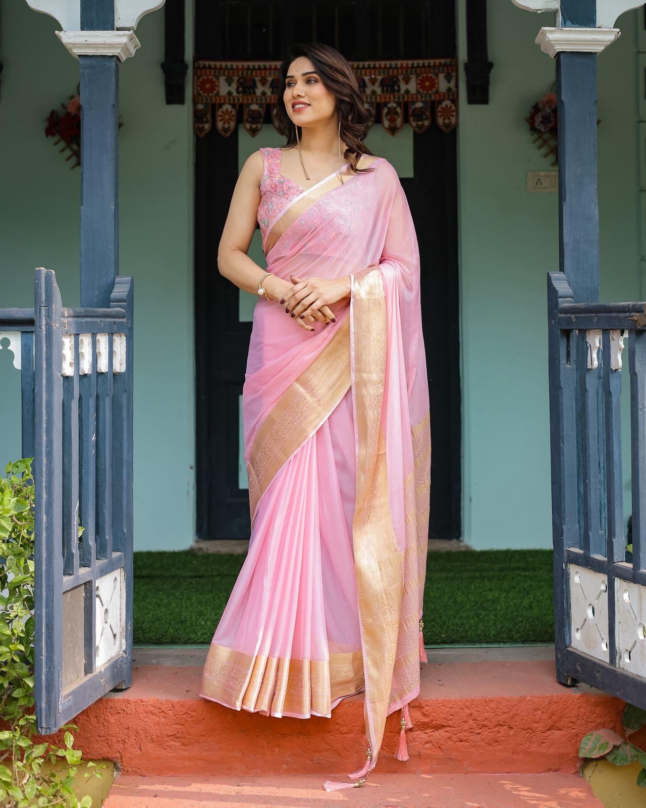 Elegant Red Silk Saree - Image 16