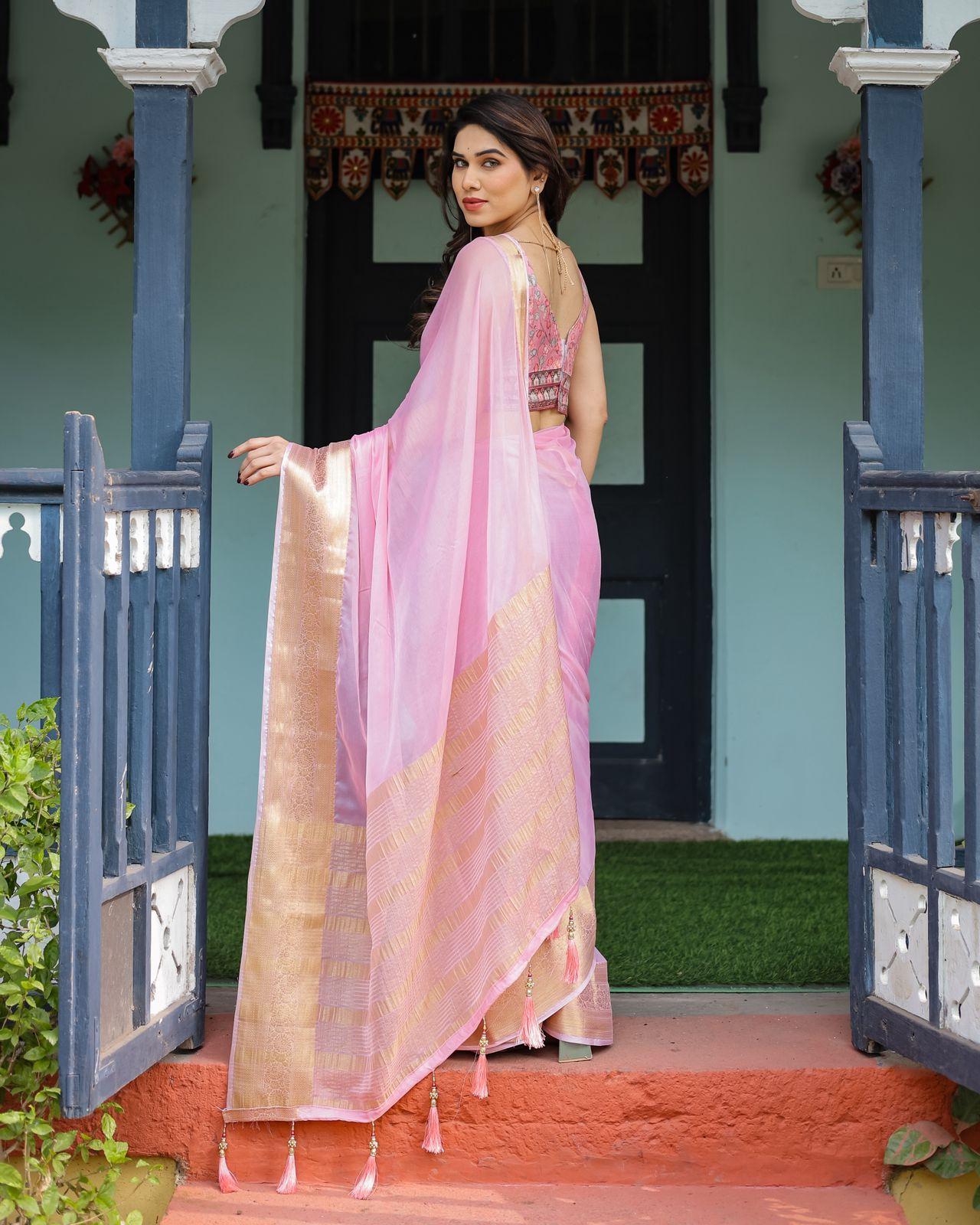 Elegant Red Silk Saree - Image 17
