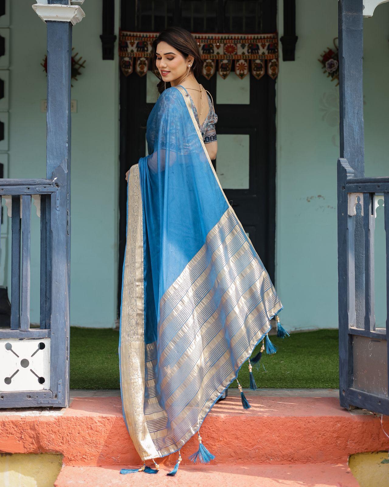 Elegant Red Silk Saree - Image 23
