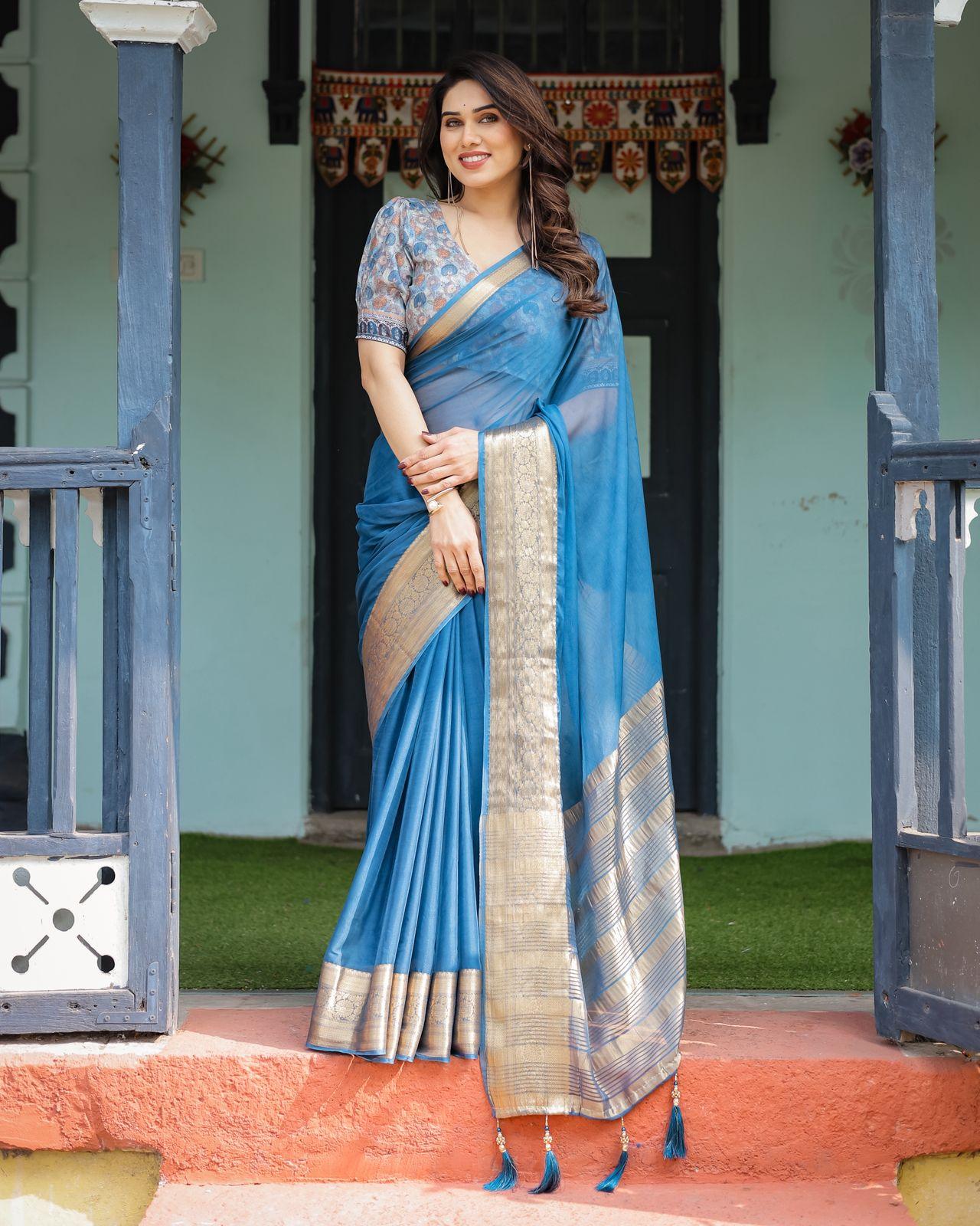Elegant Red Silk Saree - Image 24