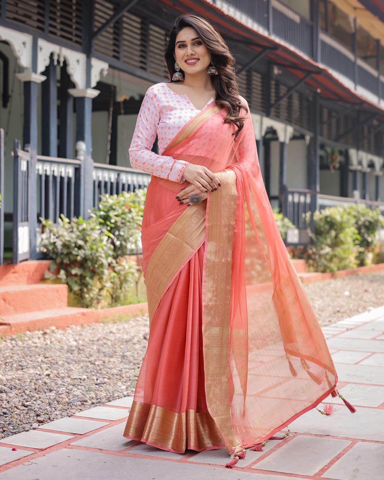 Elegant Red Silk Saree - Image 29