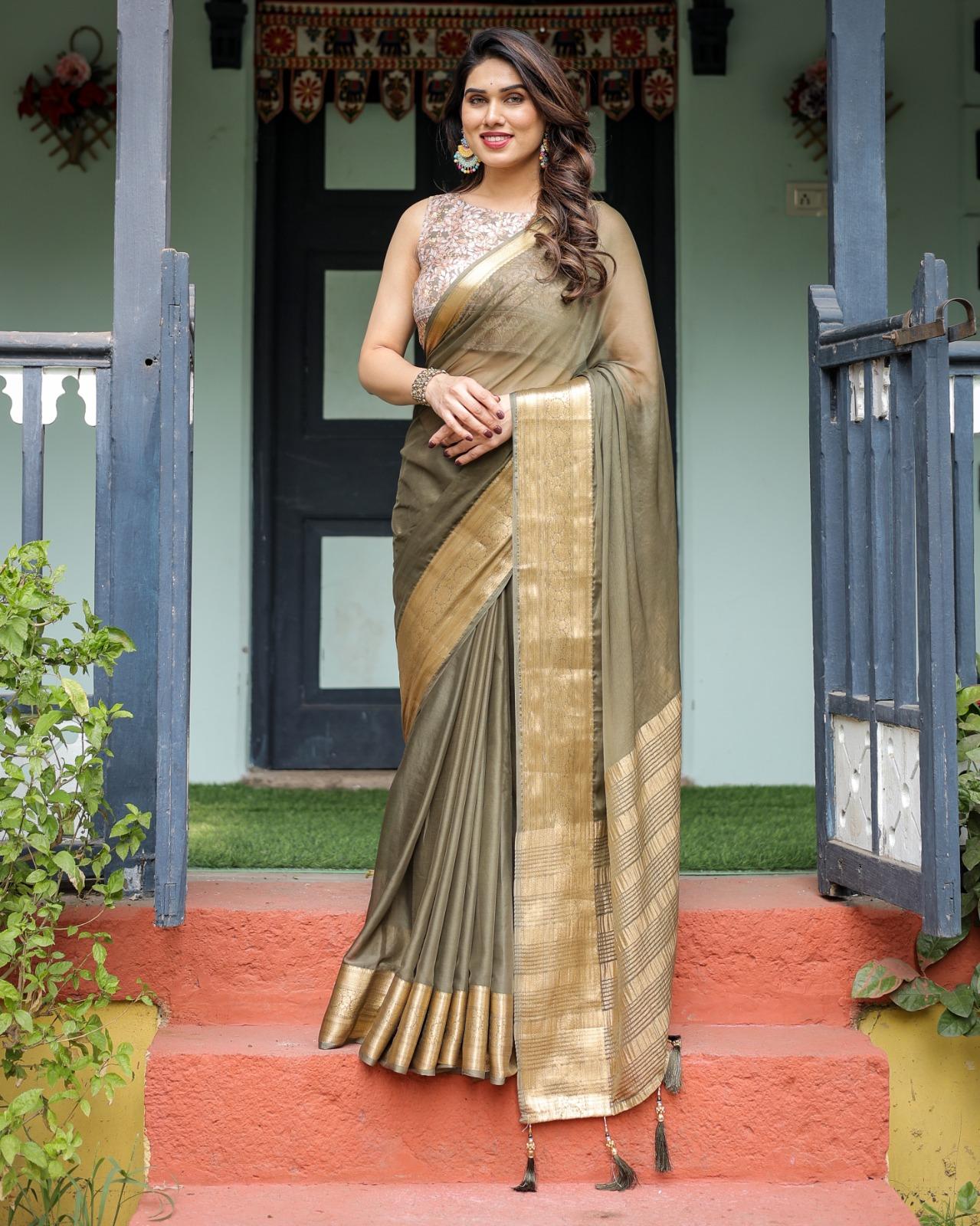 Elegant Red Silk Saree - Image 32