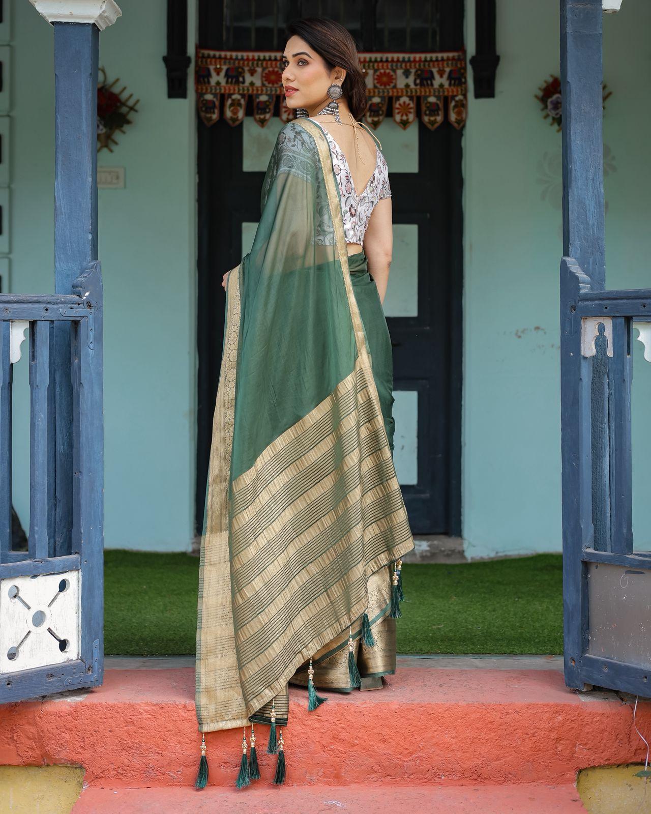 Elegant Red Silk Saree - Image 35