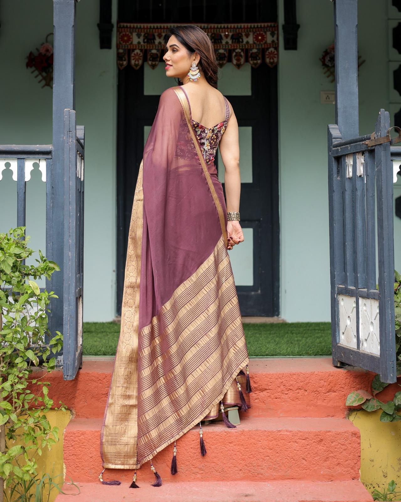 Elegant Red Silk Saree - Image 5