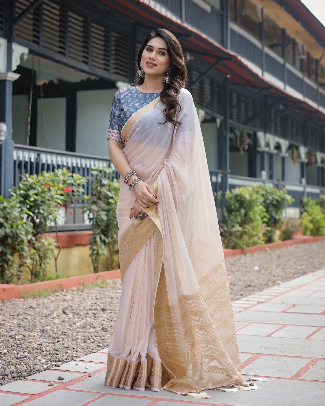 Elegant Red Silk Saree - Image 37