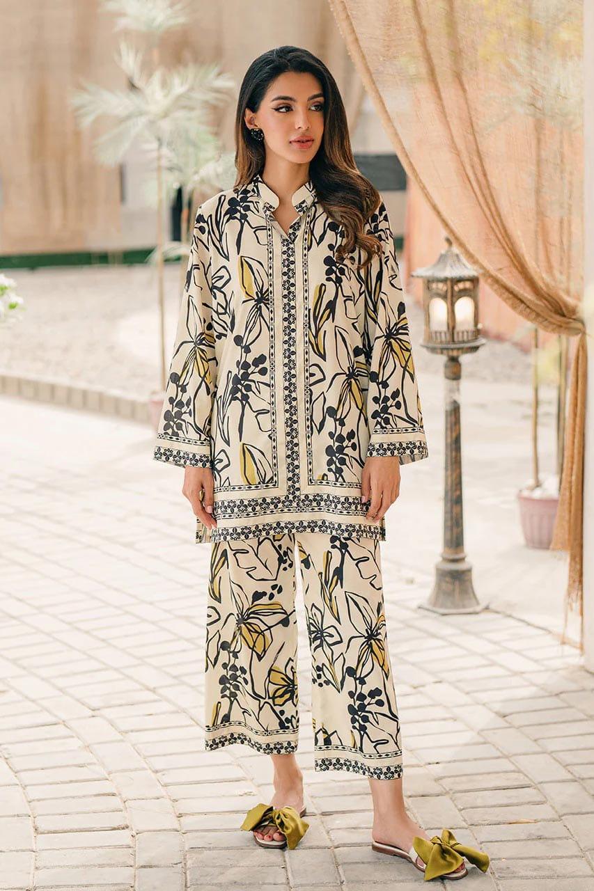 Designer Floral Print Malai Satin Silk Kurta Palazzo Co-Ord Set