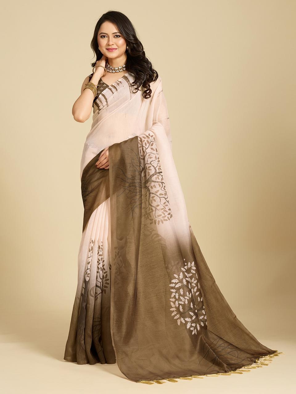 Lightweight Printed Saree With Rich Border - Image 4