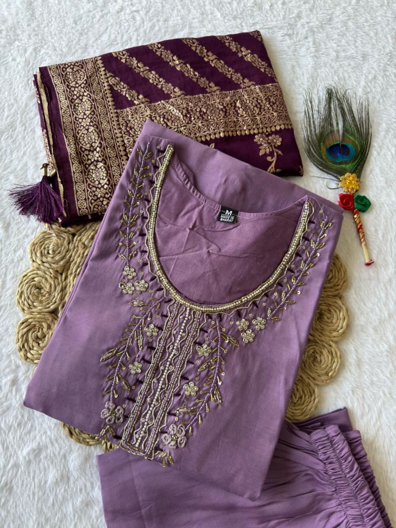 Women’s Embroidered Straight Kurta Suit With Dupatta - Image 2
