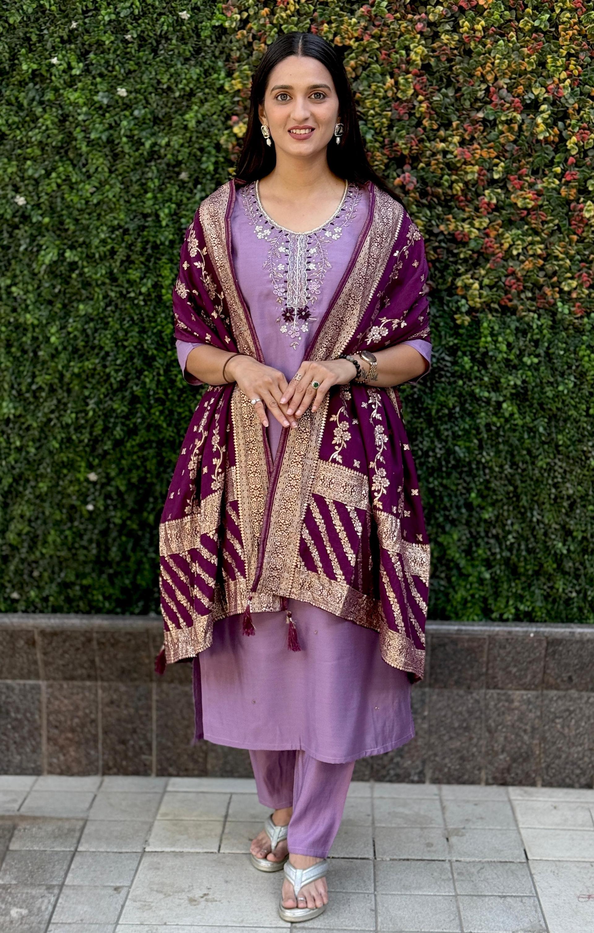 Women’s Embroidered Straight Kurta Suit With Dupatta - Image 4
