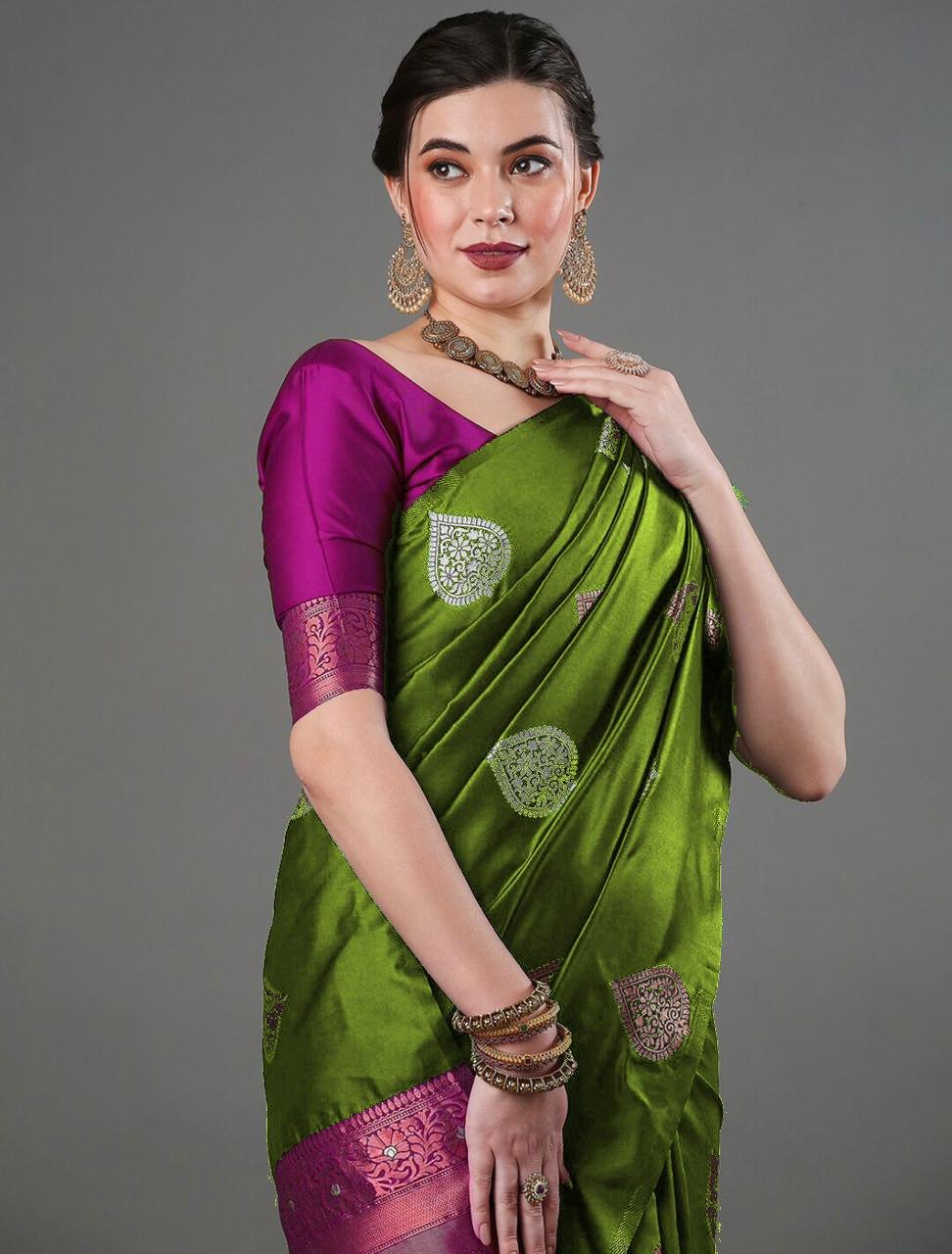 Silk Blend Saree With Rich Zari Motifs – 5 Colors - Image 4