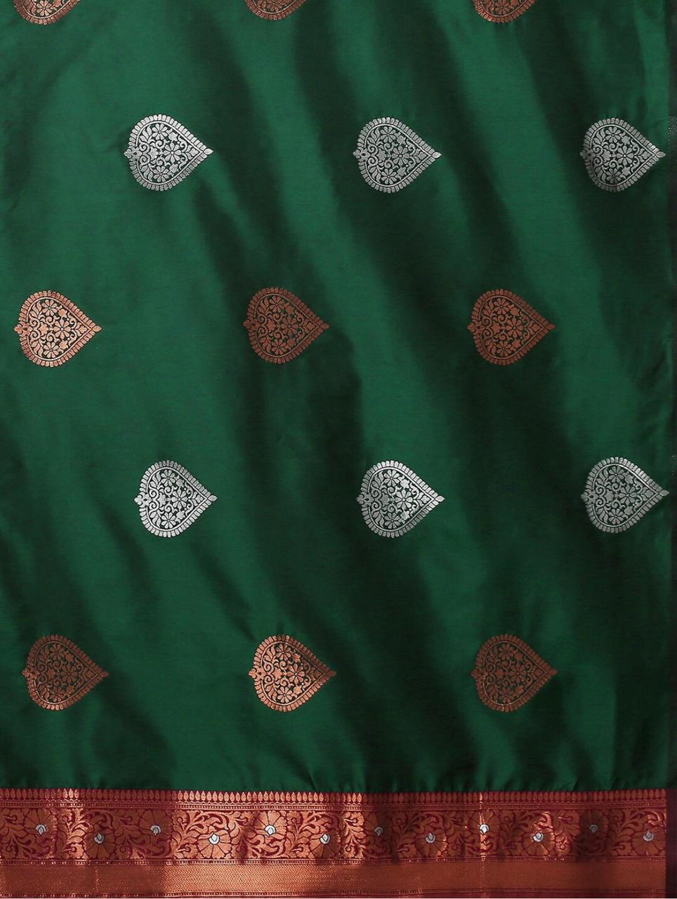 Silk Blend Saree With Rich Zari Motifs – 5 Colors - Image 15