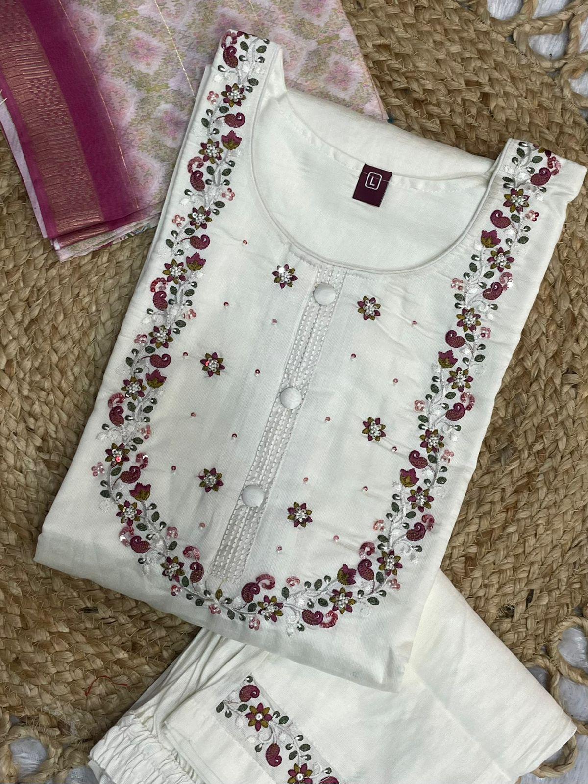 Embroidered Kurta Set With Printed Dupatta | Elegant Festive Ethnic Wear For Women - Image 4