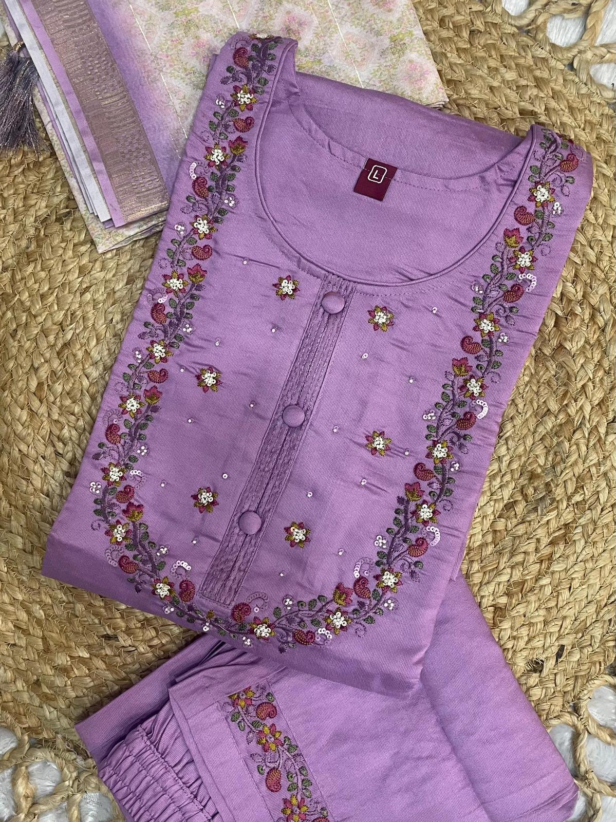 Embroidered Kurta Set With Printed Dupatta | Elegant Festive Ethnic Wear For Women - Image 10