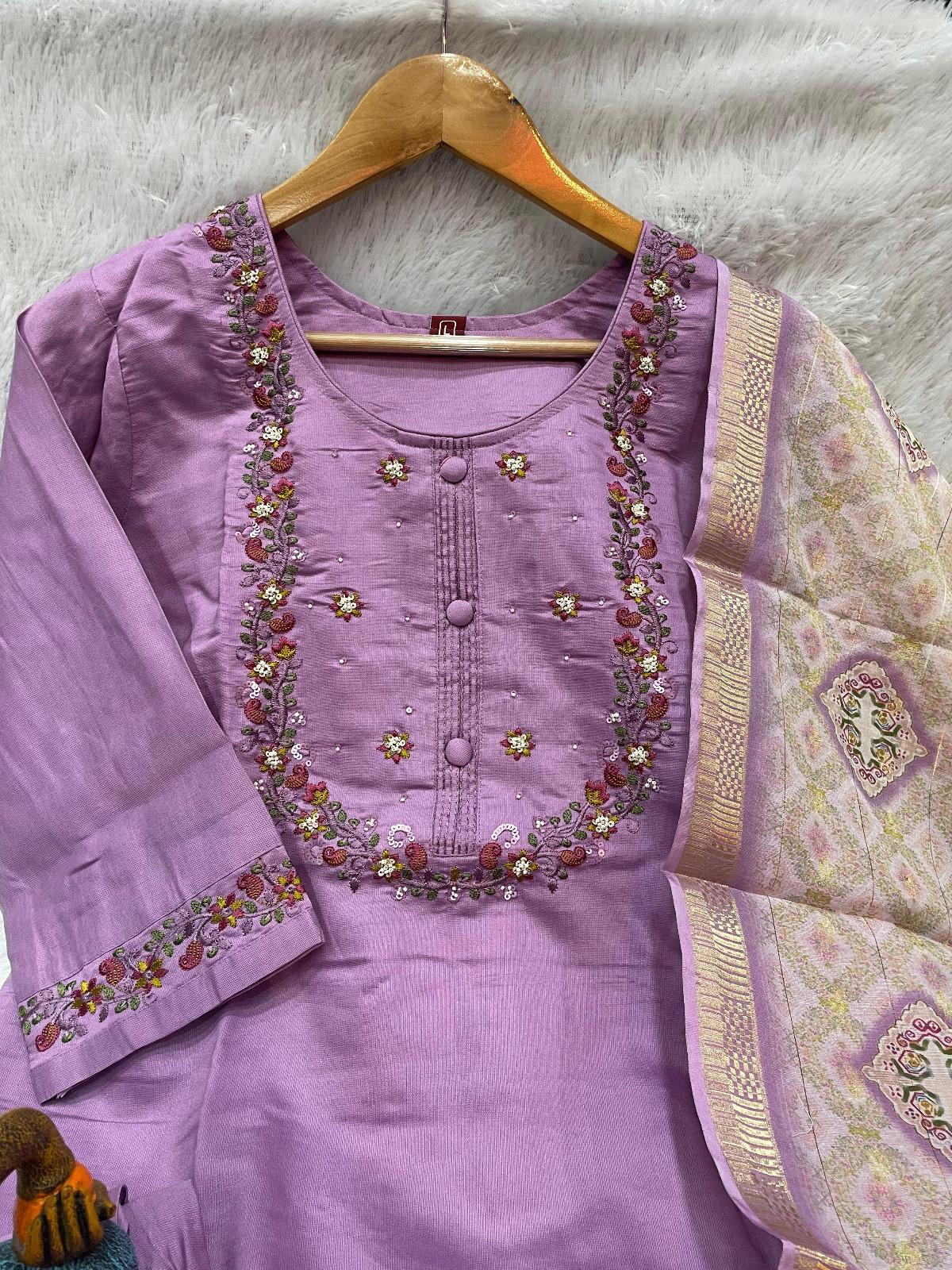 Embroidered Kurta Set With Printed Dupatta | Elegant Festive Ethnic Wear For Women - Image 12