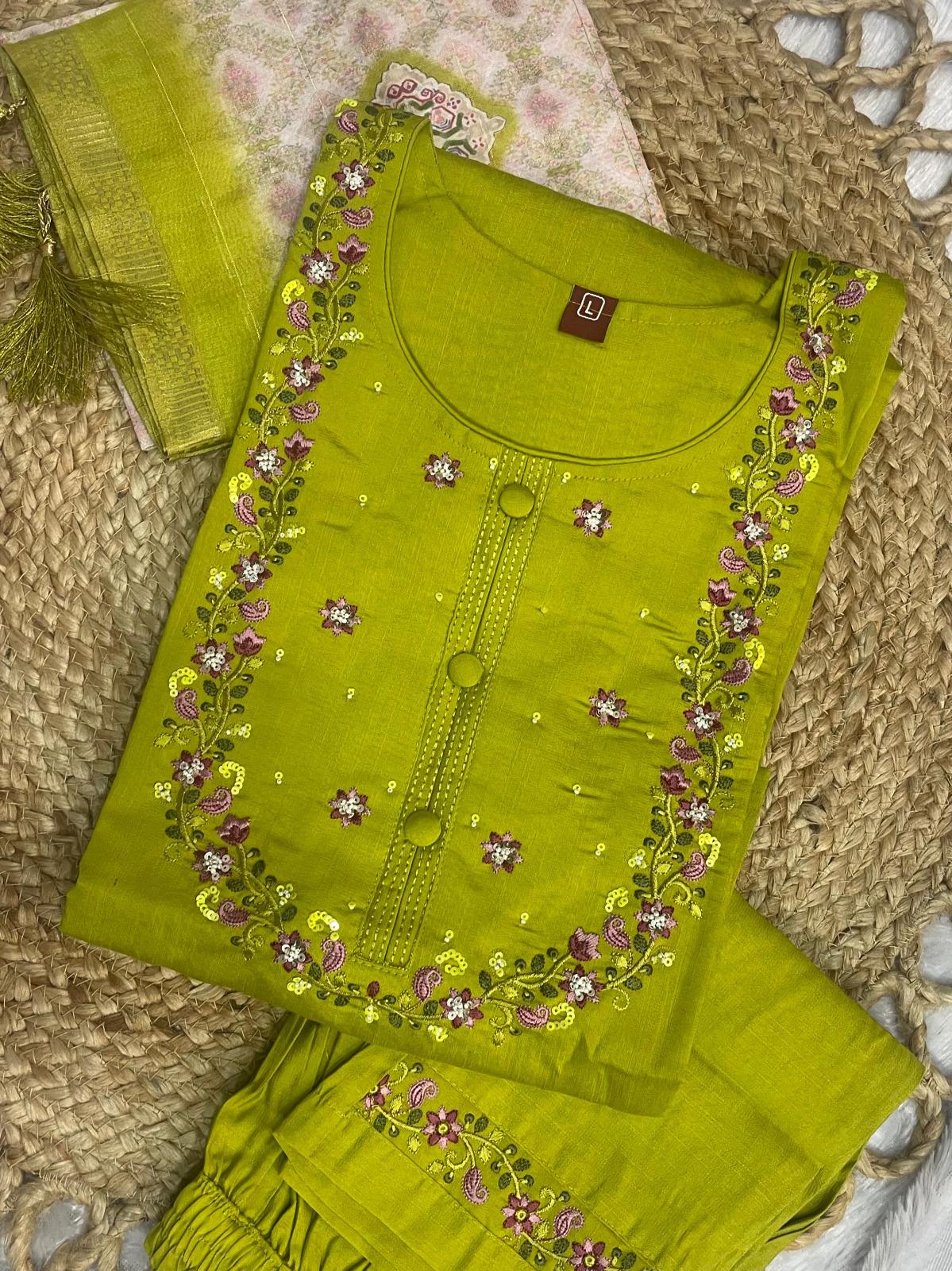 Embroidered Kurta Set With Printed Dupatta | Elegant Festive Ethnic Wear For Women - Image 16