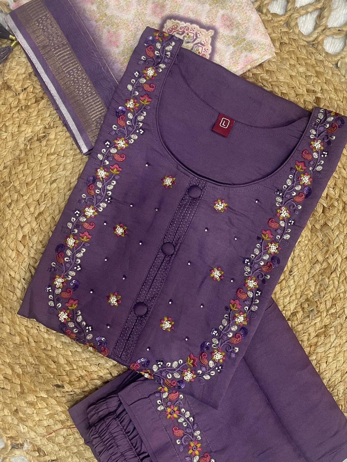 Embroidered Kurta Set With Printed Dupatta | Elegant Festive Ethnic Wear For Women - Image 26