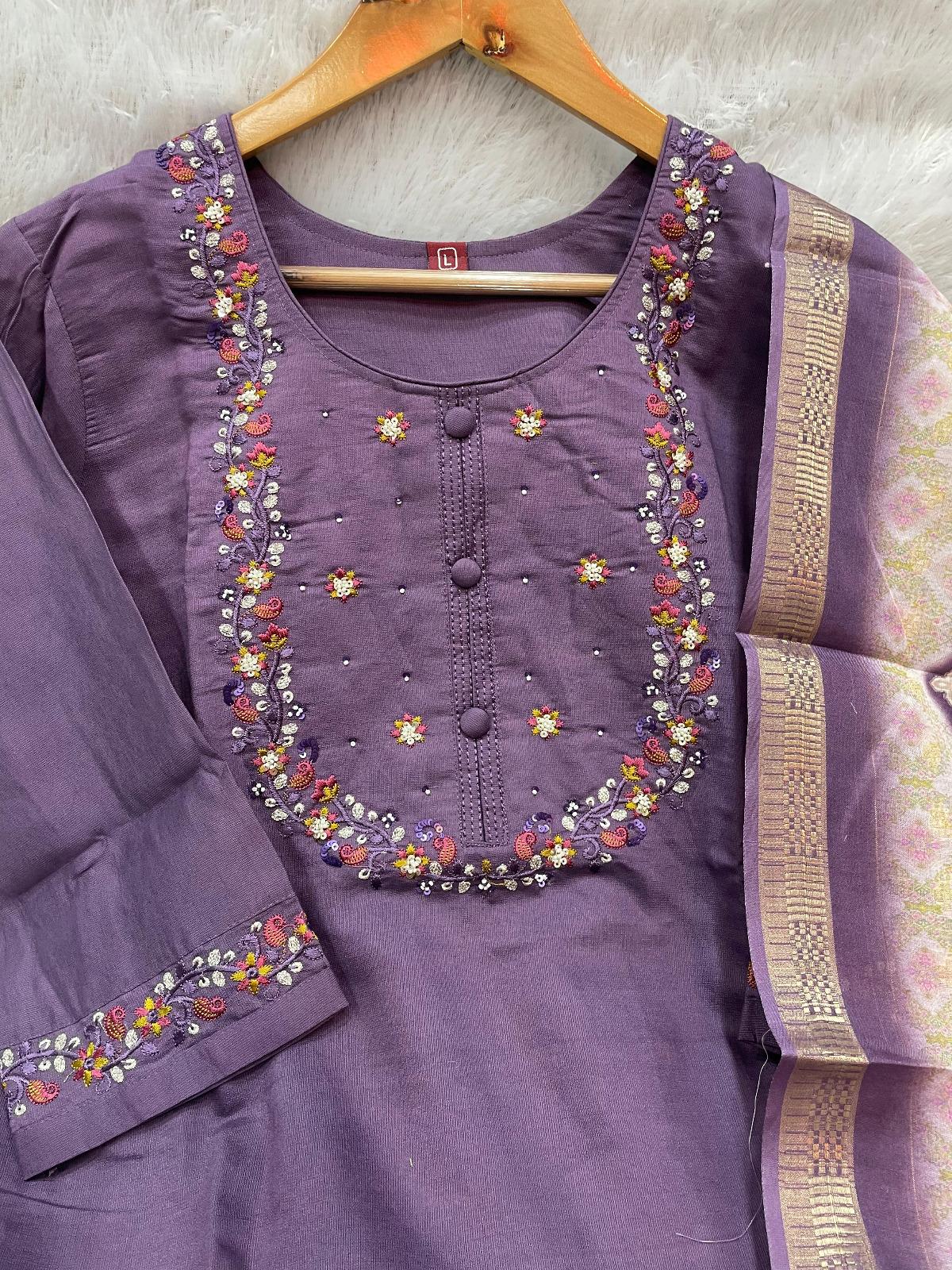 Embroidered Kurta Set With Printed Dupatta | Elegant Festive Ethnic Wear For Women - Image 27