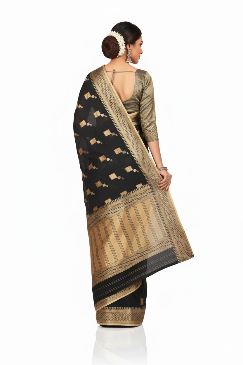 Women Kota Doria Woven Saree - Image 3