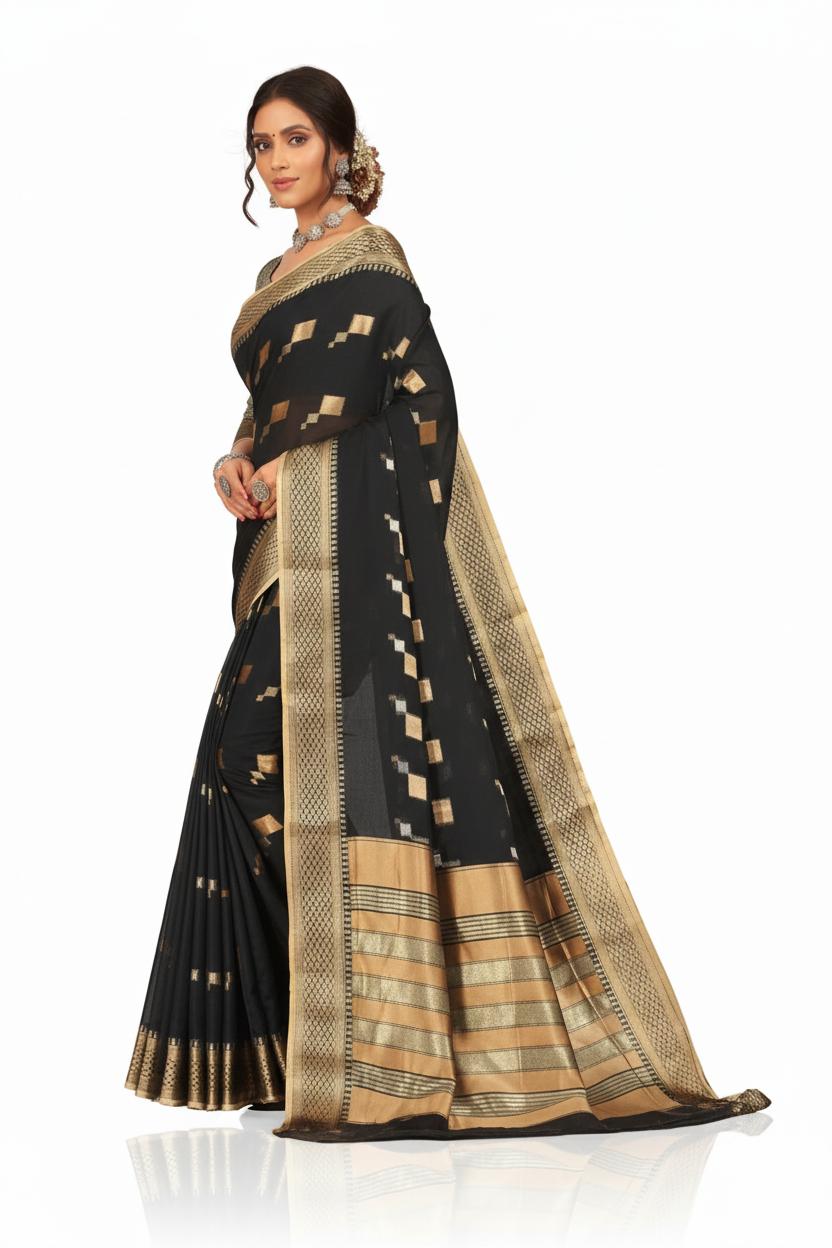 Women Kota Doria Woven Saree - Image 2