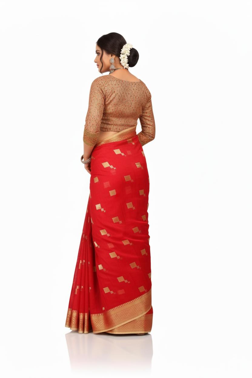 Women Kota Doria Woven Saree - Image 6