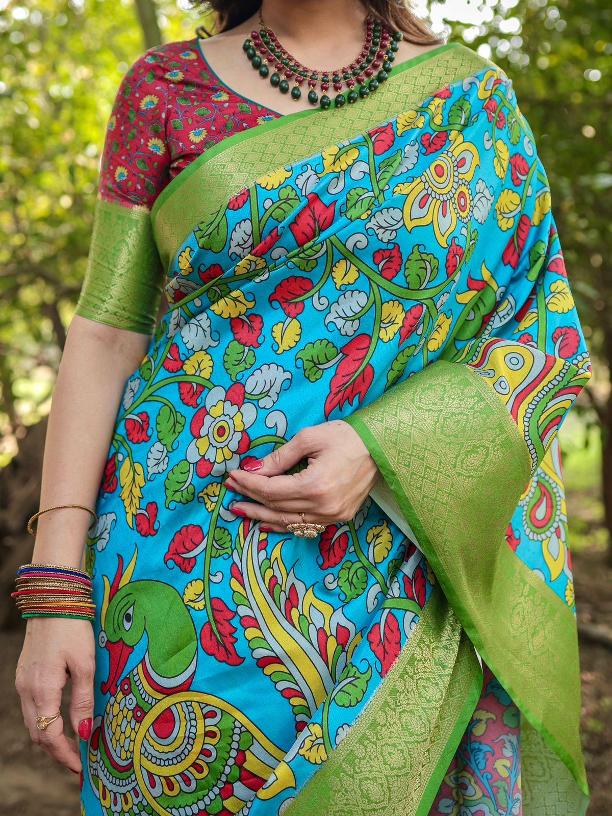 Vibrant Floral Print Saree