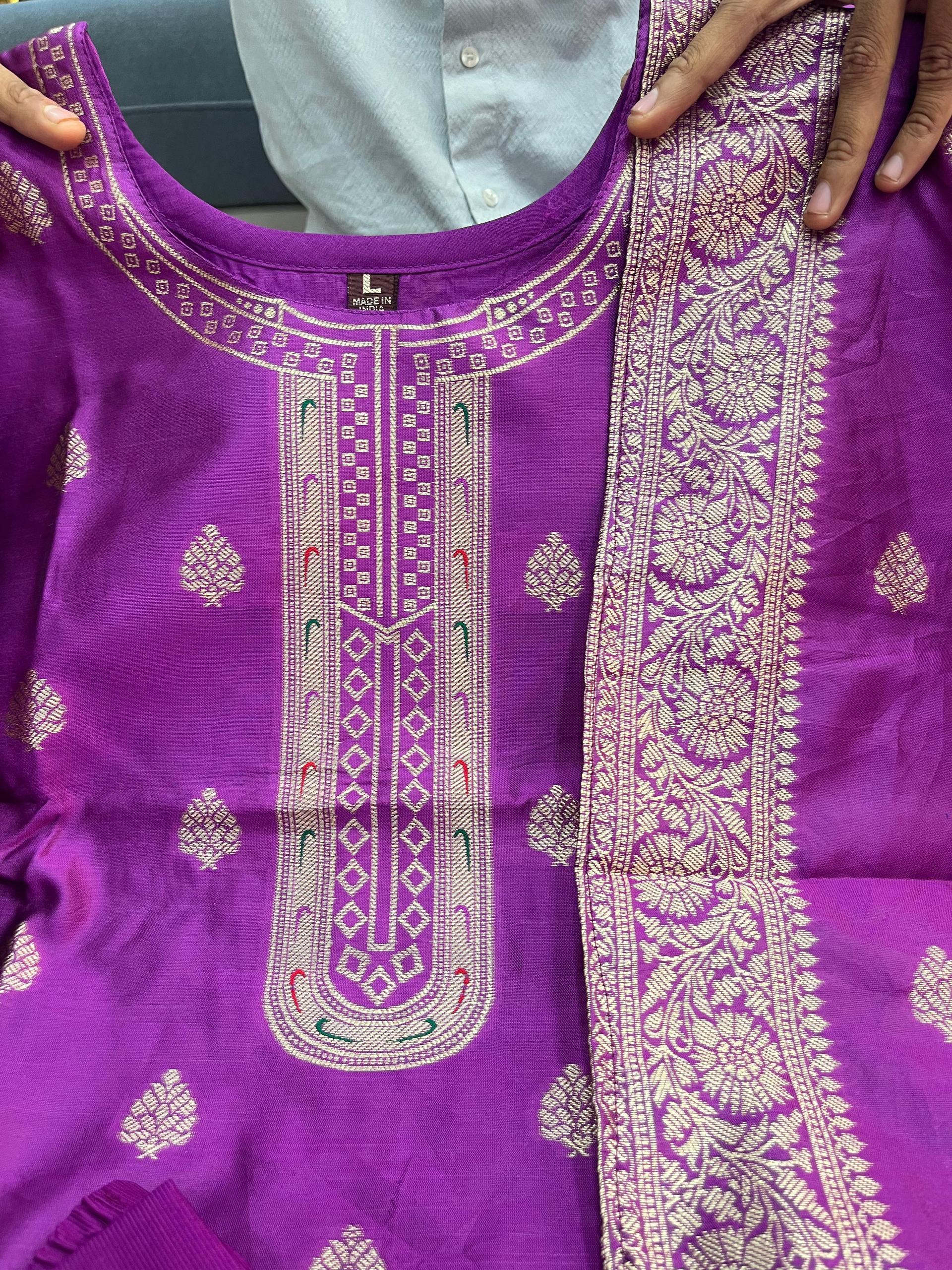 Woven Paithani-Style Kurta Set With Brocade Dupatta For Party Wear | Dhanjyoti - Image 4