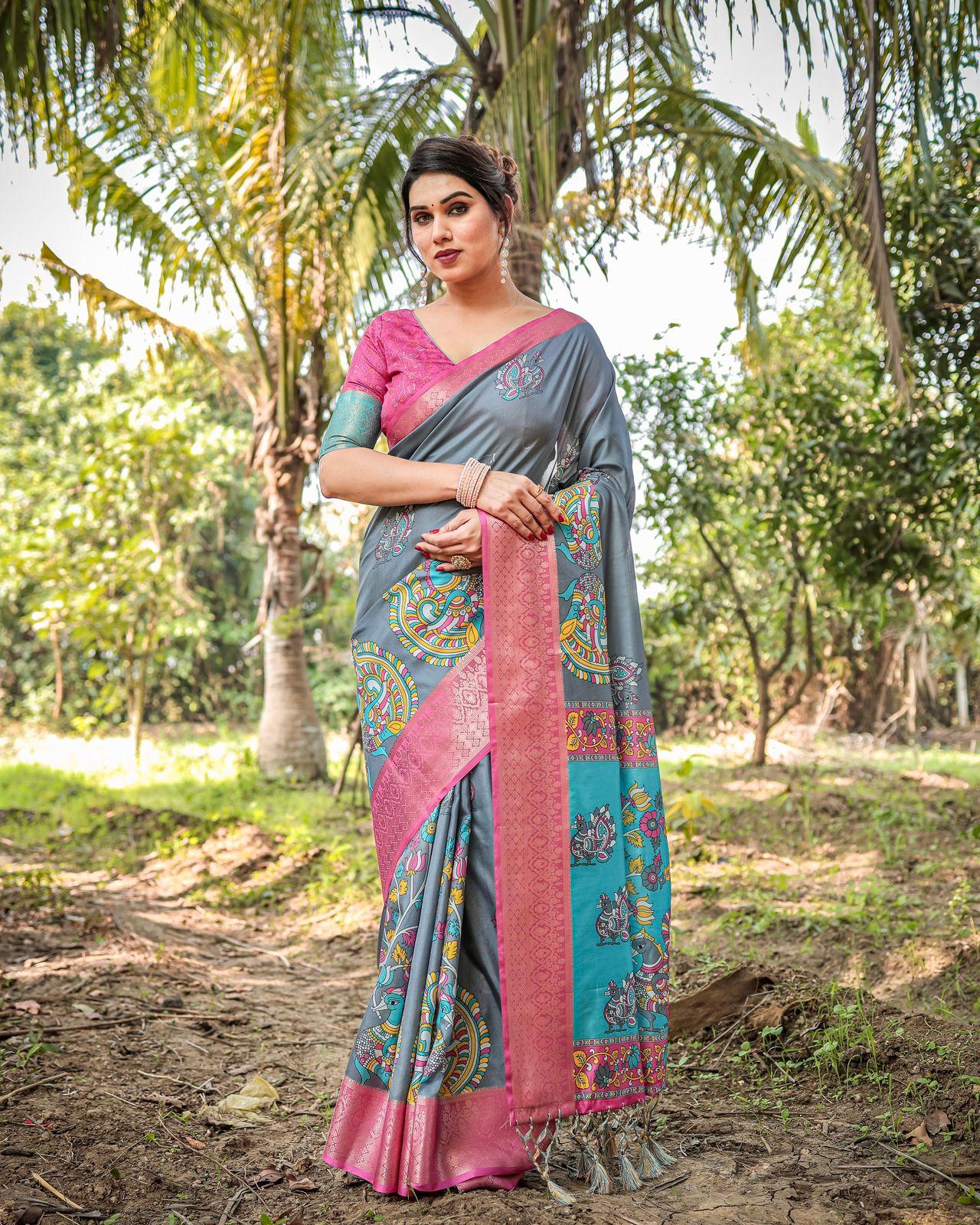Traditional Embroidered Saree - Image 2