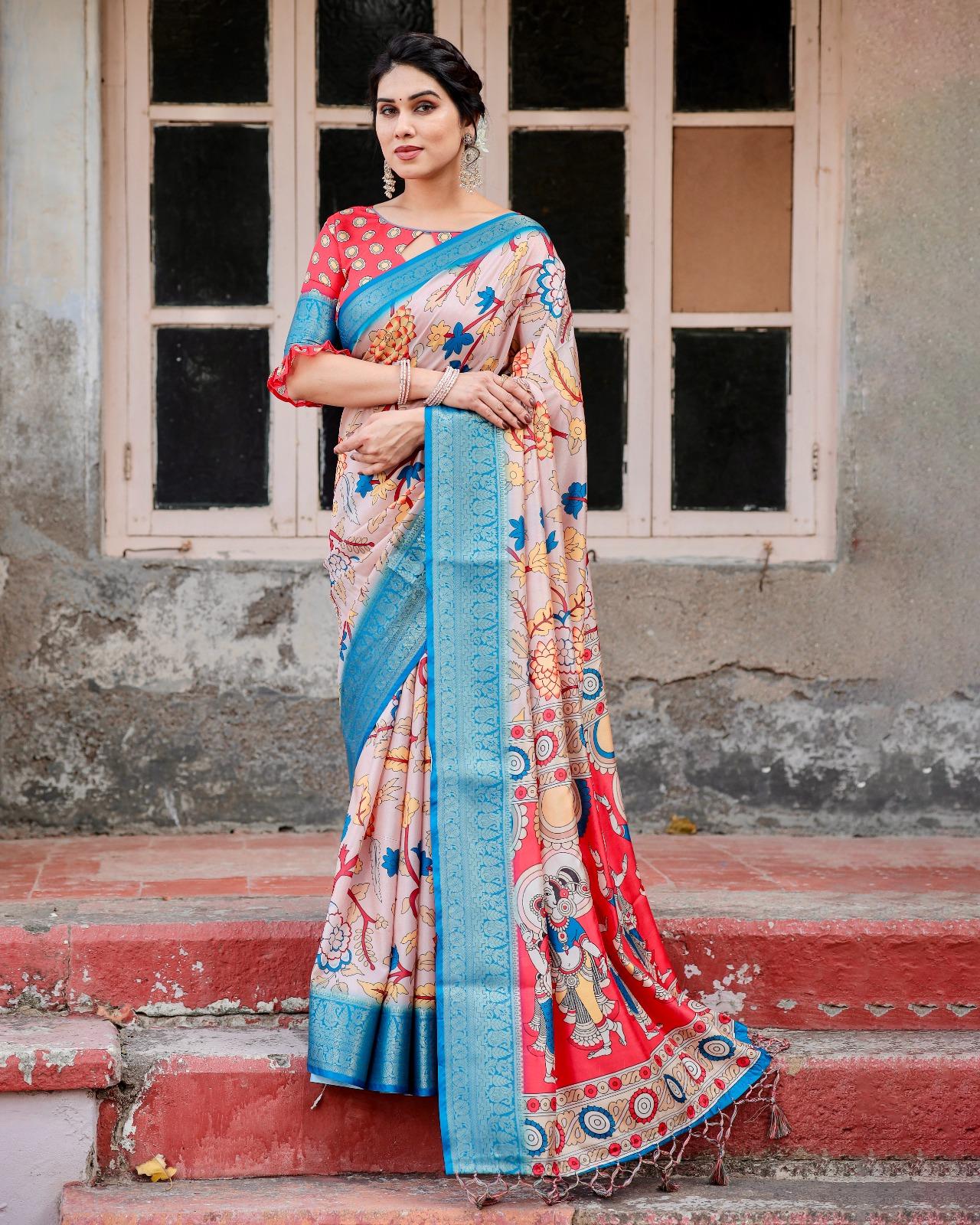 Vibrant Handcrafted Silk Saree - Image 5