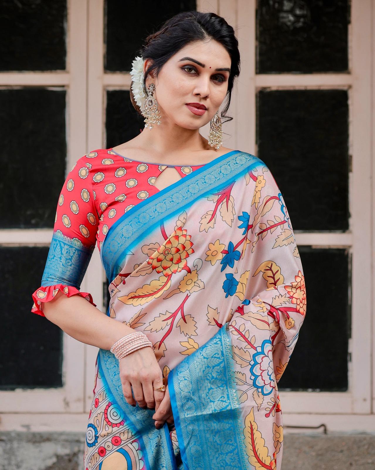 Vibrant Handcrafted Silk Saree - Image 6