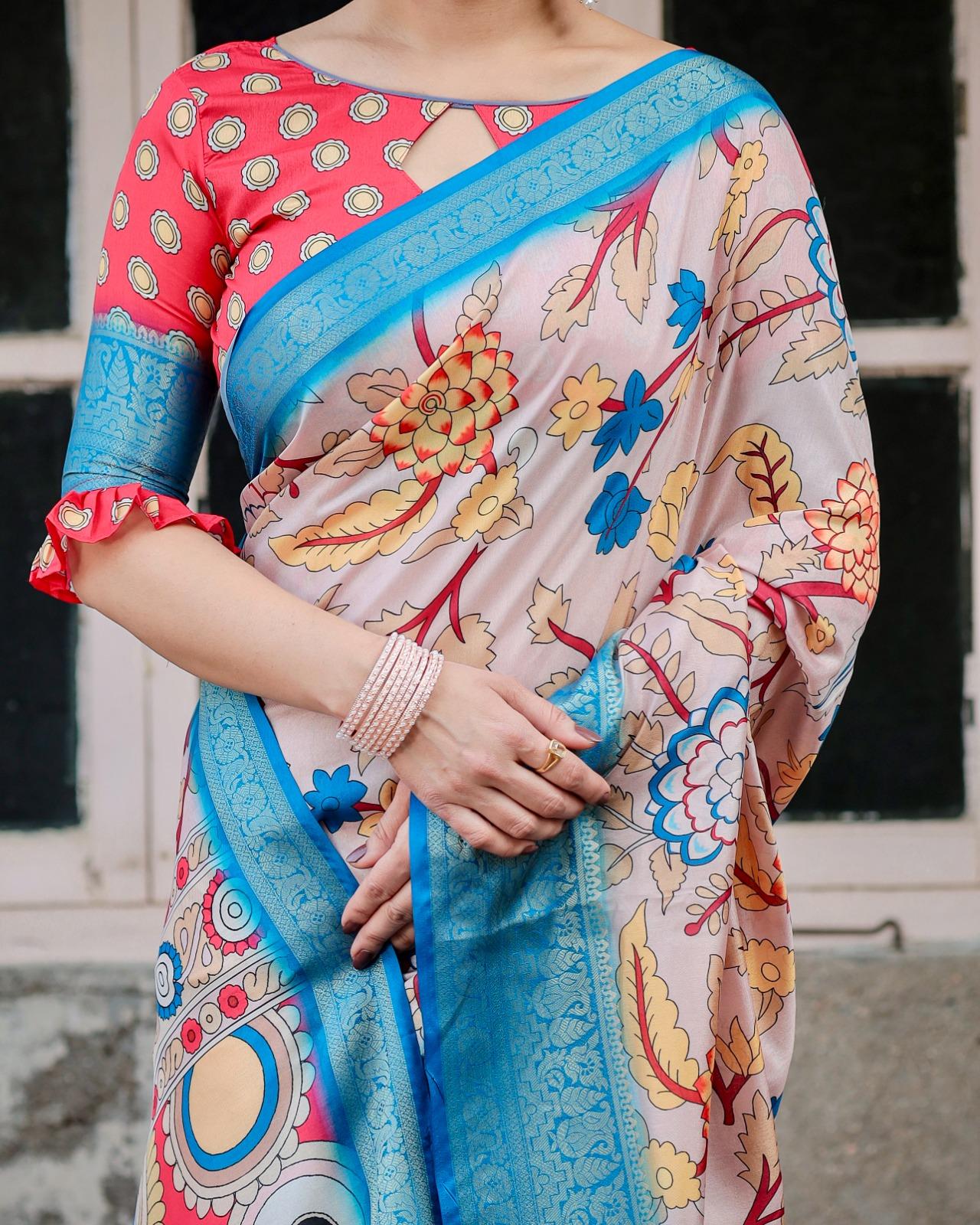Vibrant Handcrafted Silk Saree - Image 7
