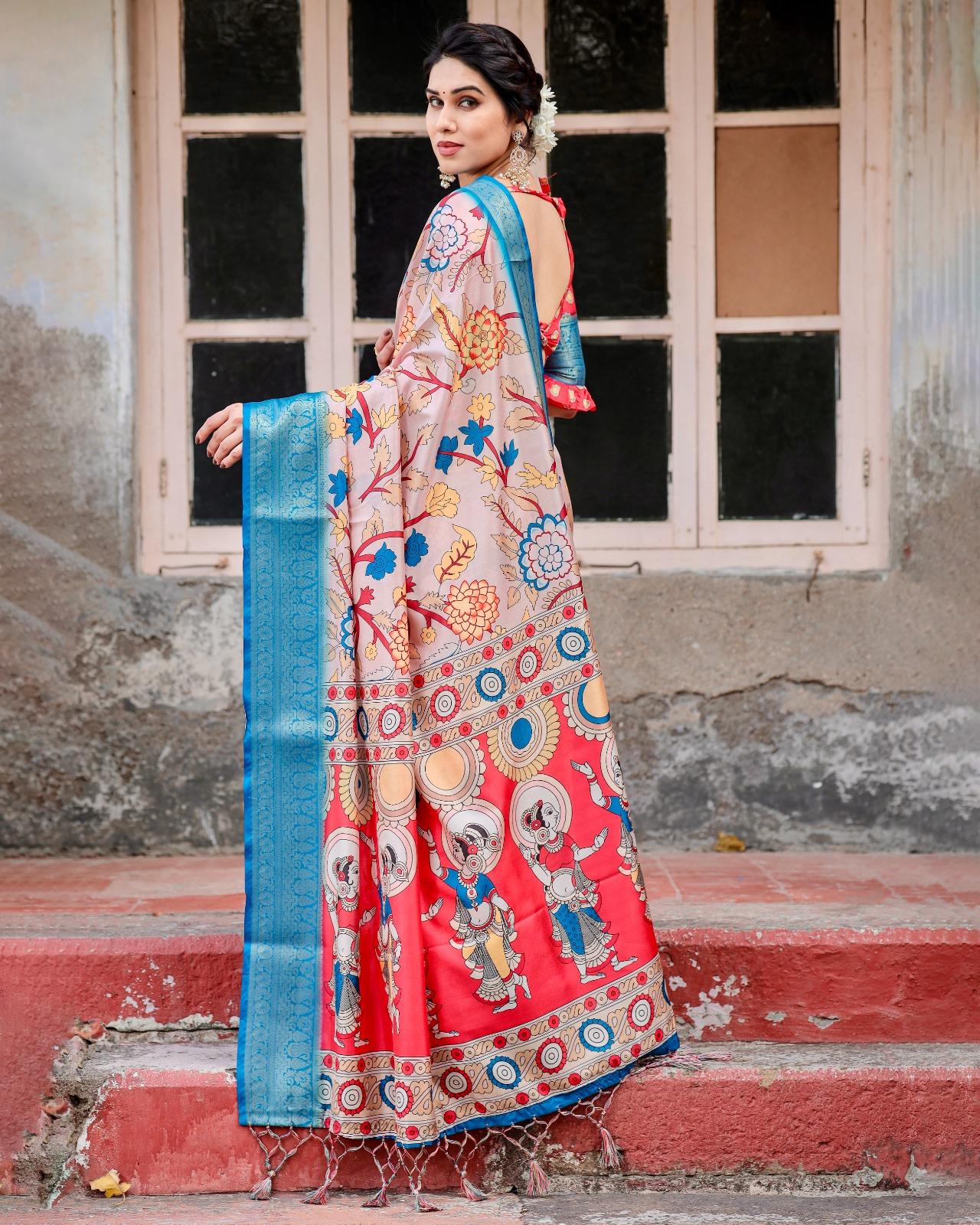 Vibrant Handcrafted Silk Saree - Image 8