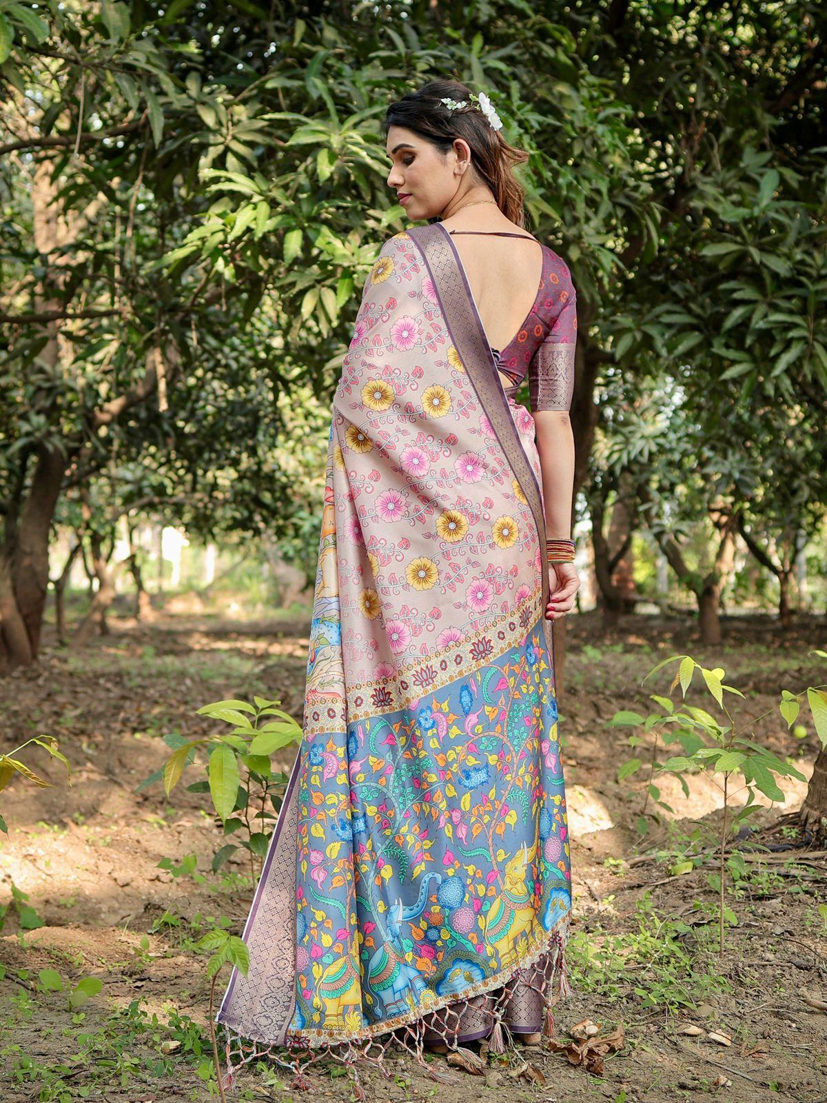 Vibrant Printed Saree - Image 4